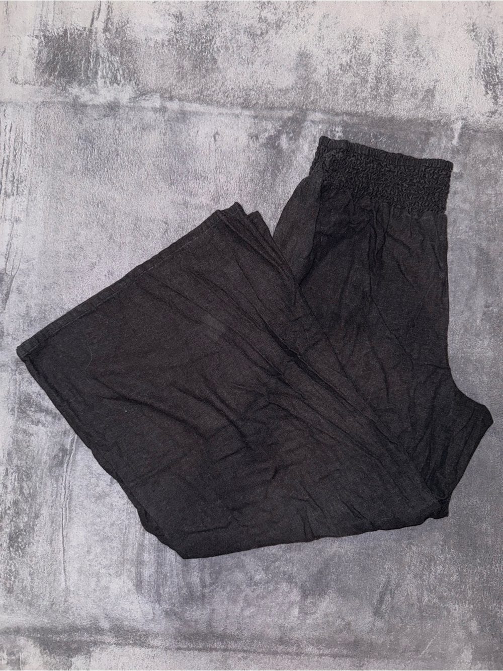 Passport Black Smocked-Waist Wide Leg Pants